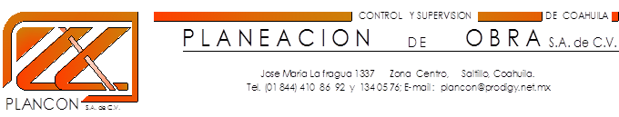 Planeacion control y supervision de Obra de Coahuila, S.A. de C.V.